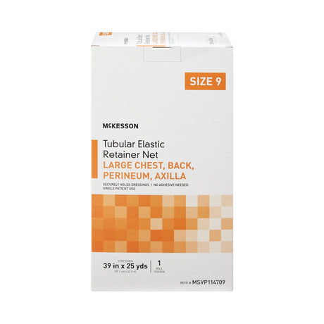 Elastic Net Retainer Dressing McKesson Tubular Elastic 39 Inch X 25 Yard (99.1 cm X 22.9 m) Size 9 White Large Chest / Back / Perineum / Axilla NonSterile