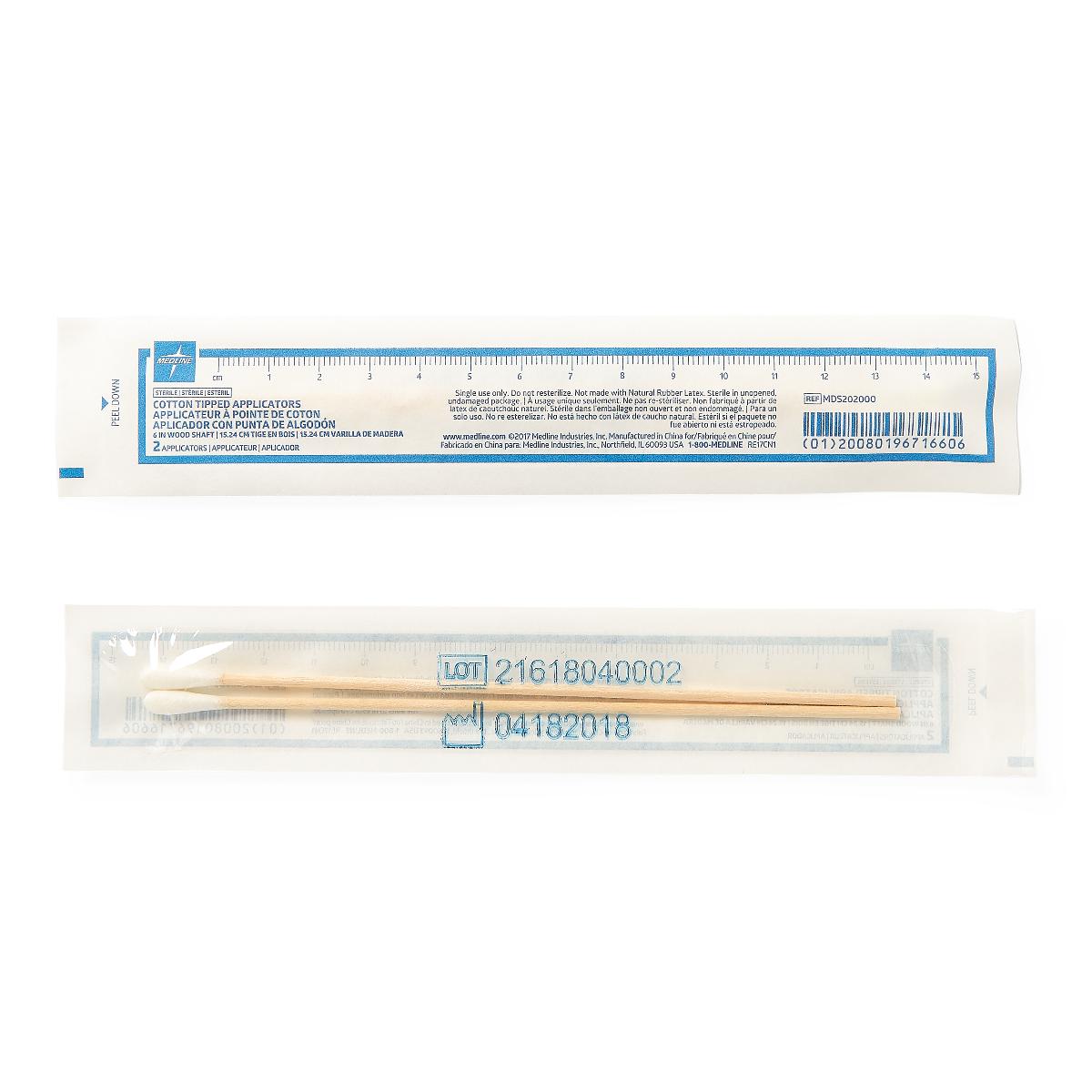 (10Pk/Cs) 100Pk/Bx Sterile Cotton Tipped Applicators  (Packs Of 2)