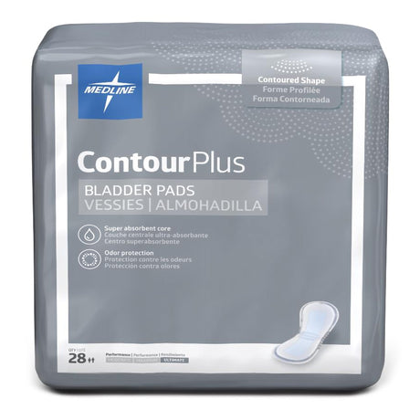 Bladder Control Pad Contour Plus Ultimate 8 X 17 Inch Heavy Absorbency Super Absorbent Core One Size Fits Most
