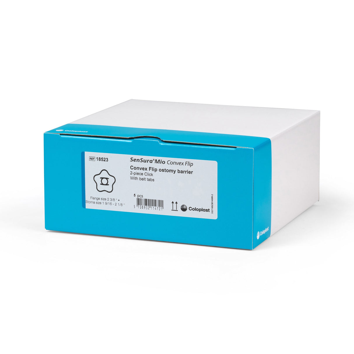 Ostomy Barrier SenSura Mio Convex Flip Precut, Extended Wear Elastic Adhesive 70 mm Flange Yellow Code System 2 Inch Opening