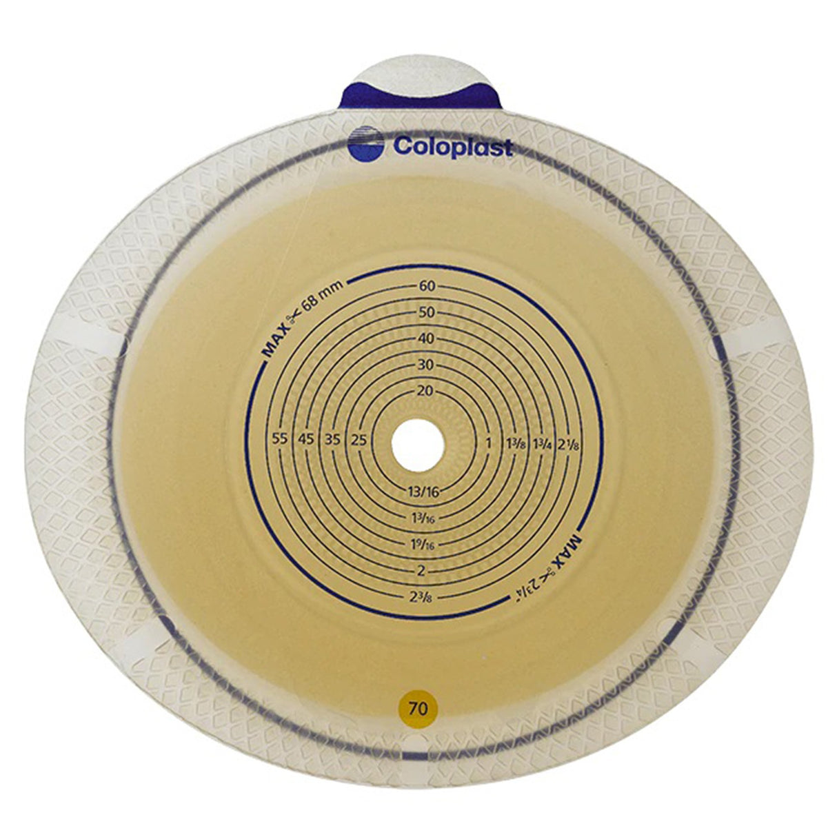 Ostomy Barrier Sensura Flex Trim to Fit, Standard Wear Double Layer Adhesive 70 mm Flange Yellow Code System 3/8 to 2-3/4 Inch Opening