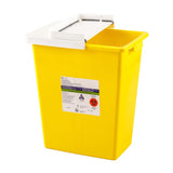 Chemotherapy Waste Container SharpSafety Yellow Base 17-1/2 H X 15-1/2 W X 11 D Inch Horizontal / Vertical Entry 8 Gallon