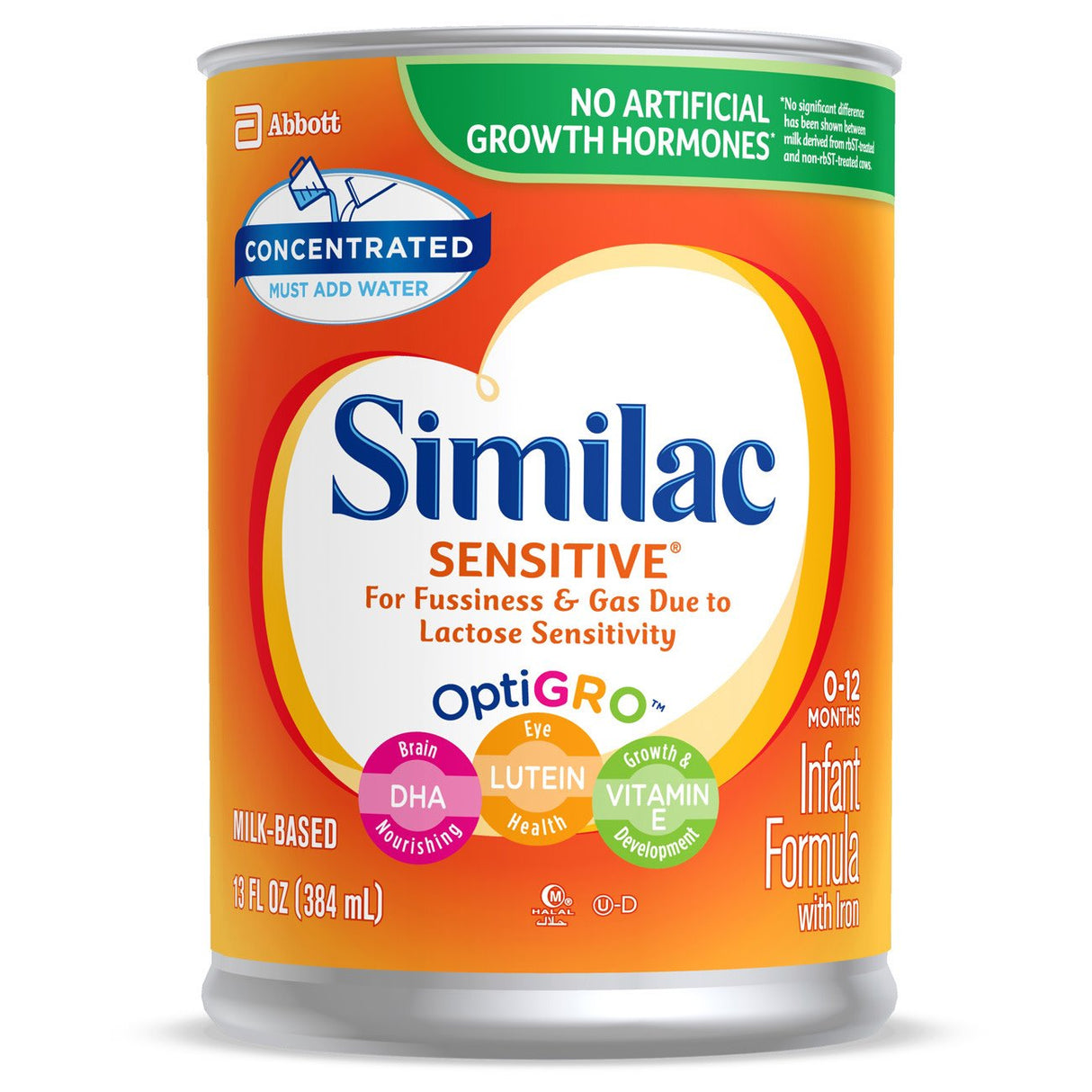Infant Formula Similac Sensitive Unflavored 13 oz. Can Liquid Iron Lactose Sensitivity