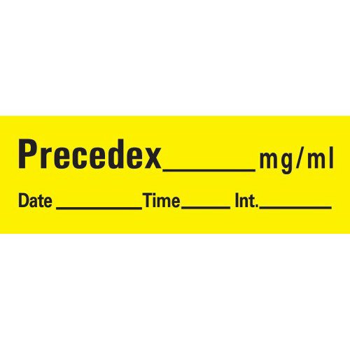 Drug Label UAL Anesthesia Label Tape Precedex _mg/mL Date_Time_Int Yellow 1/2 X 1-1/2 Inch