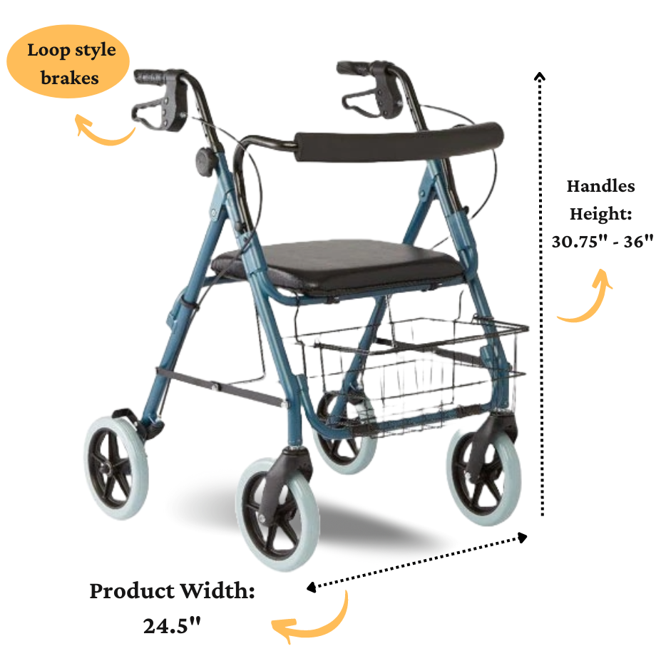 Rollator Walker Blue Guardian 8" Wheels