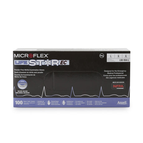 Exam Glove LifeStar EC Large NonSterile Nitrile Extended Cuff Length Textured Fingertips White / Blue Fentanyl Tested