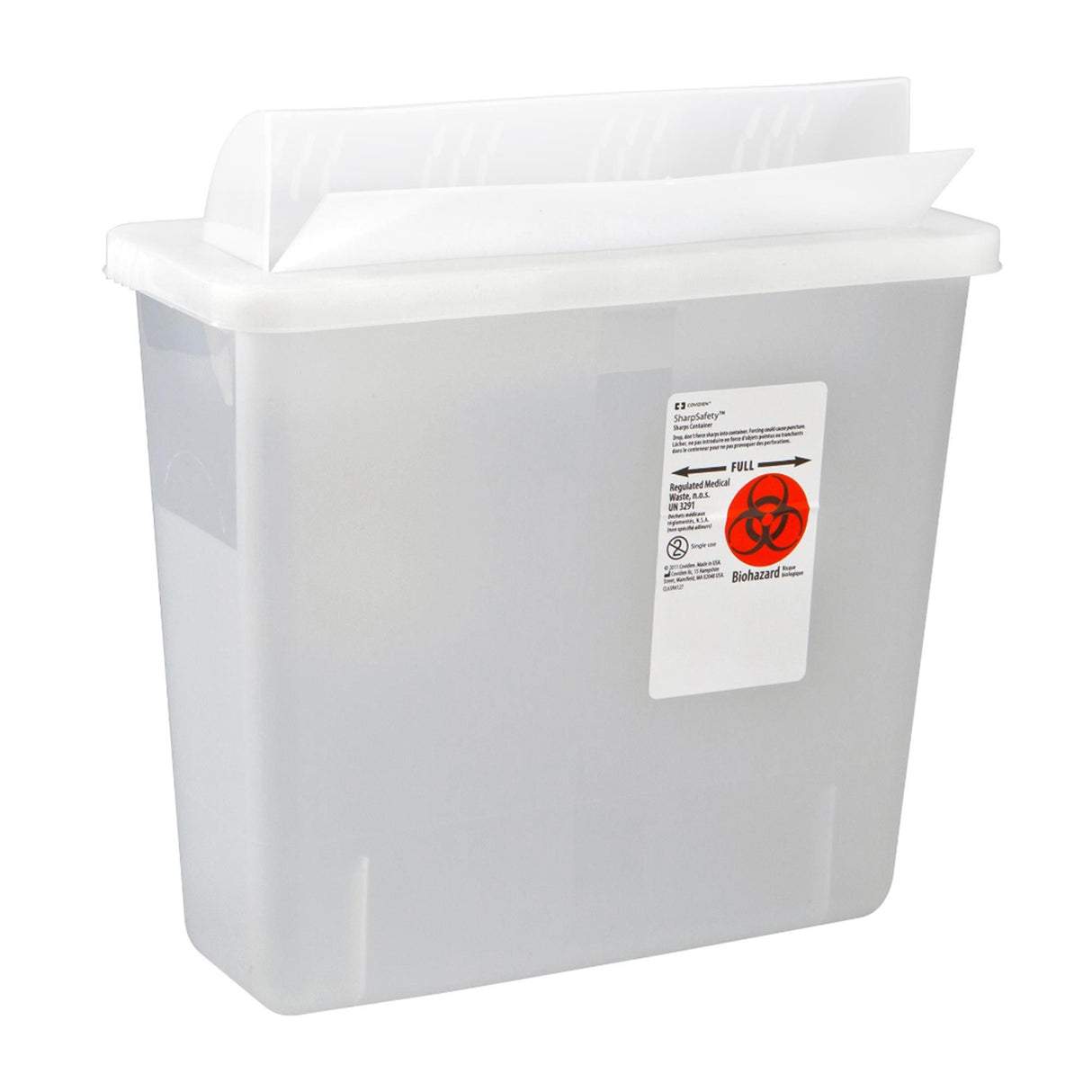 Sharps Container In-Room Translucent Base 16-1/4 H X 13-3/4 W X 6 D Inch Horizontal Entry 3 Gallon
