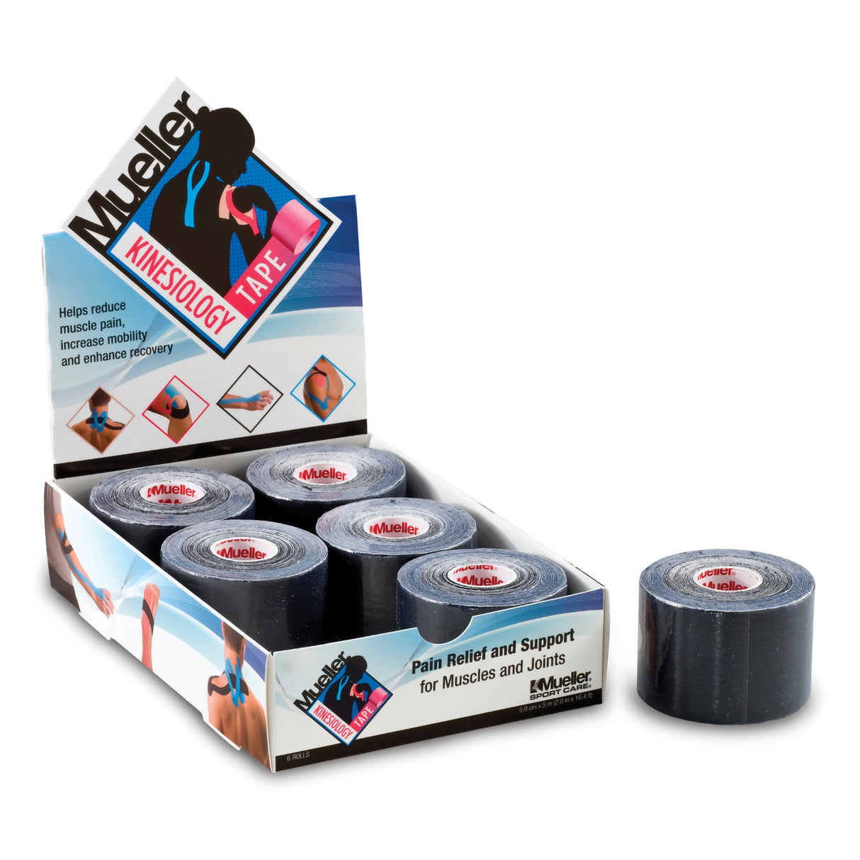 Kinesiology Tape Mueller Black 2 Inch X 5 Yard Cotton NonSterile