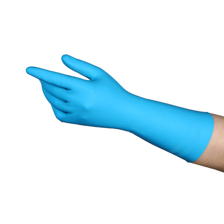 Utility Glove Medium Flock Lined Latex / Nitrile Blue 13 Inch Straight Cuff NonSterile