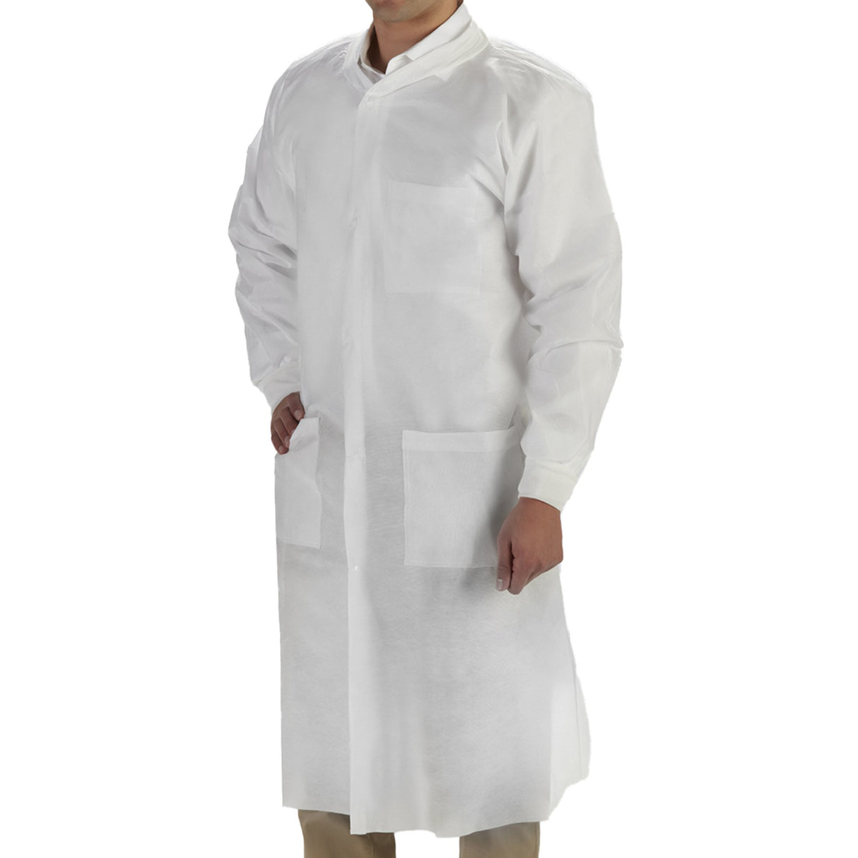 Lab Coat LabMates White Small Knee Length SMS Disposable