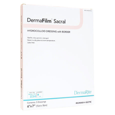 Hydrocolloid Dressing DermaFilm Film Backing 6 X 7 Inch Sacral Hydrocolloid / Film