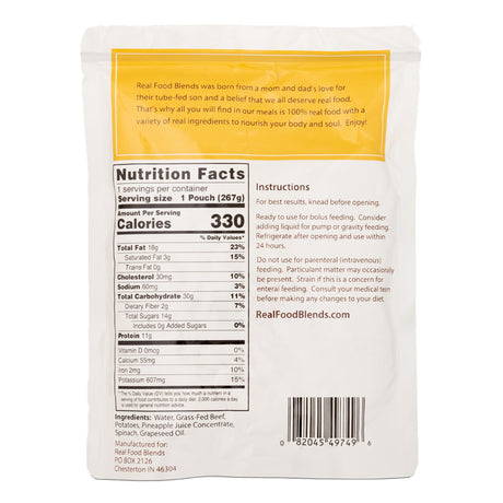 Tube Feeding Formula Real Food Blends Beef / Potatoes / Spinach Flavor Liquid 9.4 oz. Pouch
