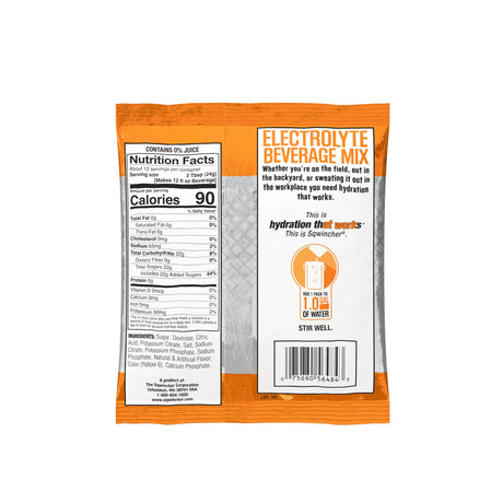 Oral Electrolyte Solution Sqwincher Powder Pack Orange Flavor 9.53 oz. Electrolyte