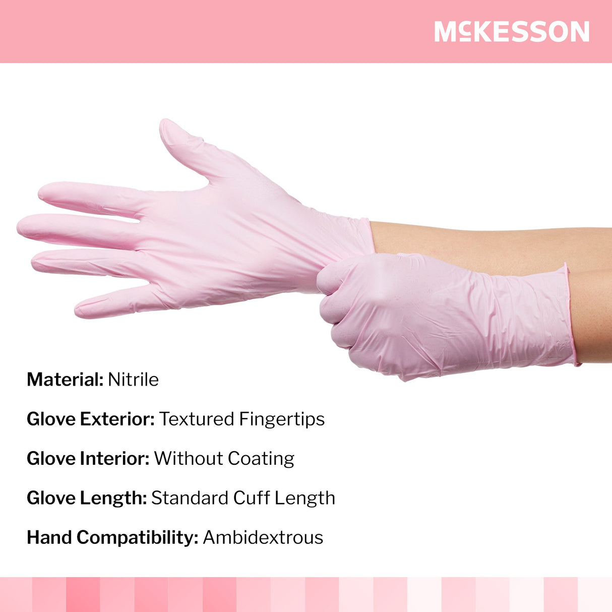 Exam Glove McKesson Pink Nitrile Small NonSterile Nitrile Standard Cuff Length Textured Fingertips Pink Not Rated