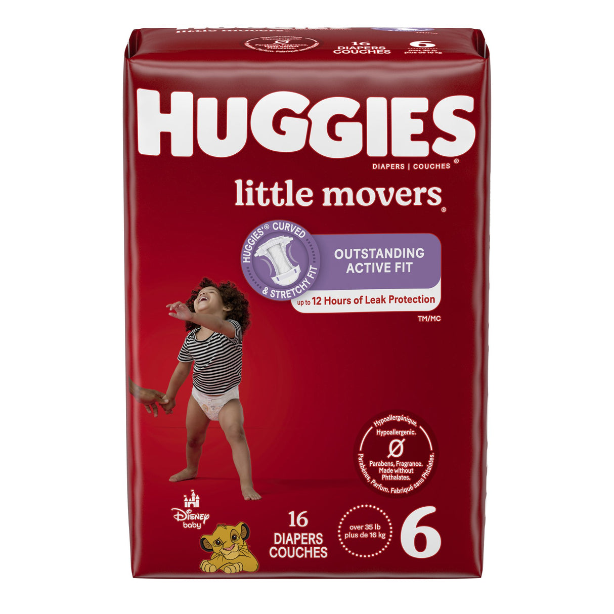 Unisex Baby Diaper Huggies Little Movers Size 6 Disposable Moderate Absorbency