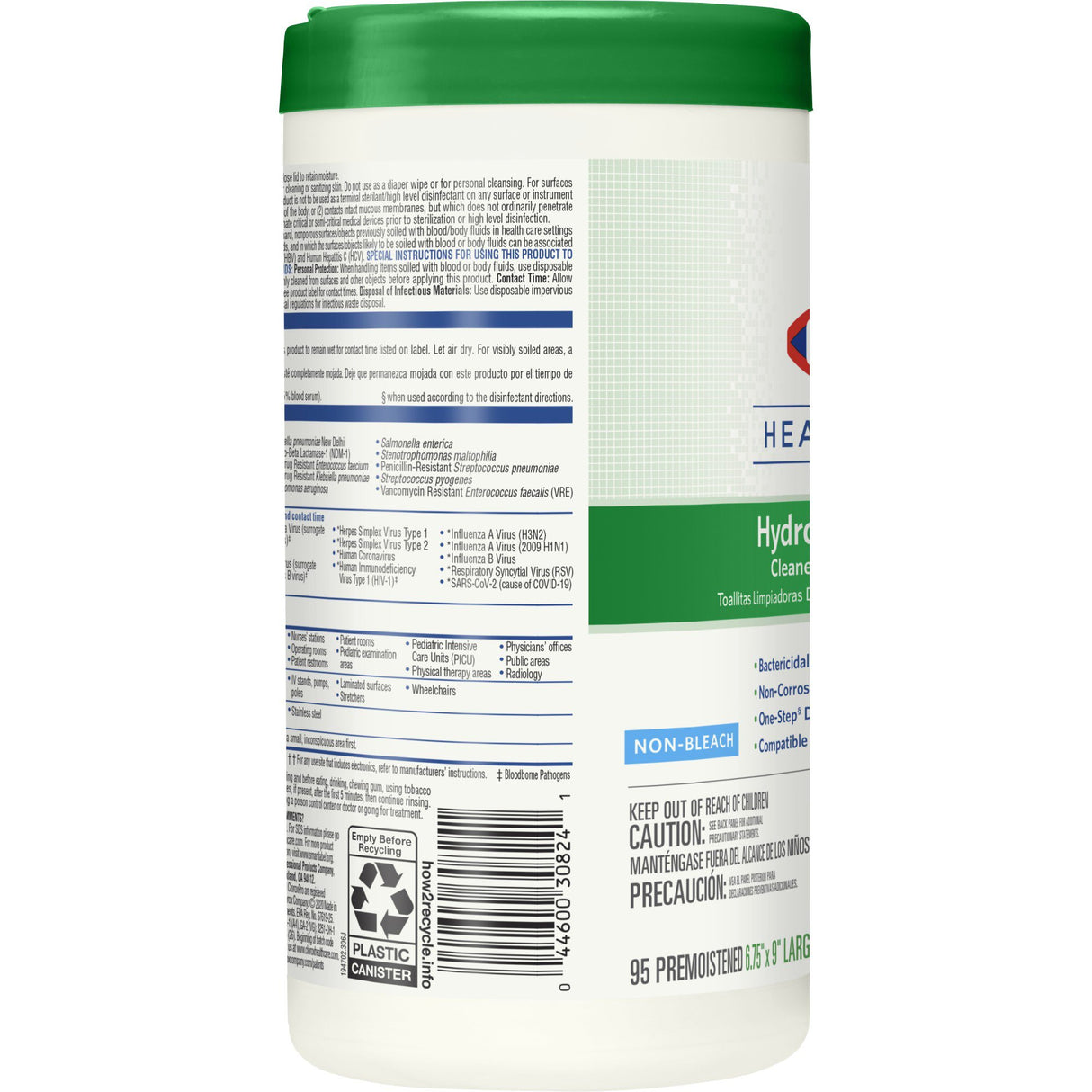 Clorox Healthcare Surface Disinfectant Cleaner Premoistened Hydrogen Peroxide Based Manual Pull Wipe 95 Count Canister Unscented NonSterile