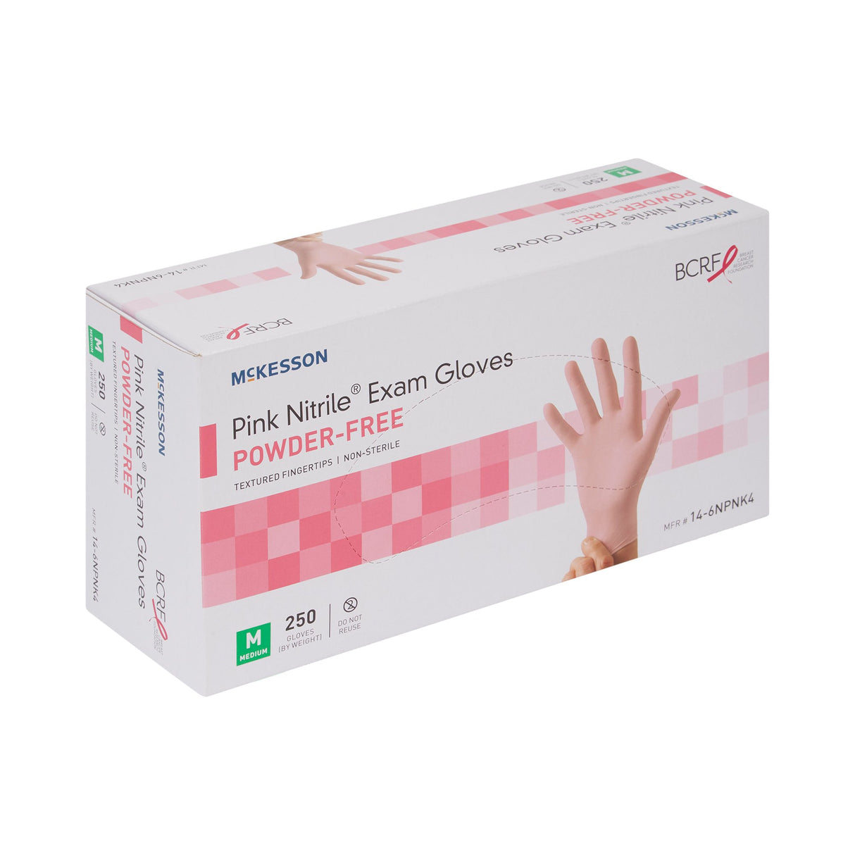 Exam Glove McKesson Pink Nitrile Medium NonSterile Nitrile Standard Cuff Length Textured Fingertips Pink Not Rated