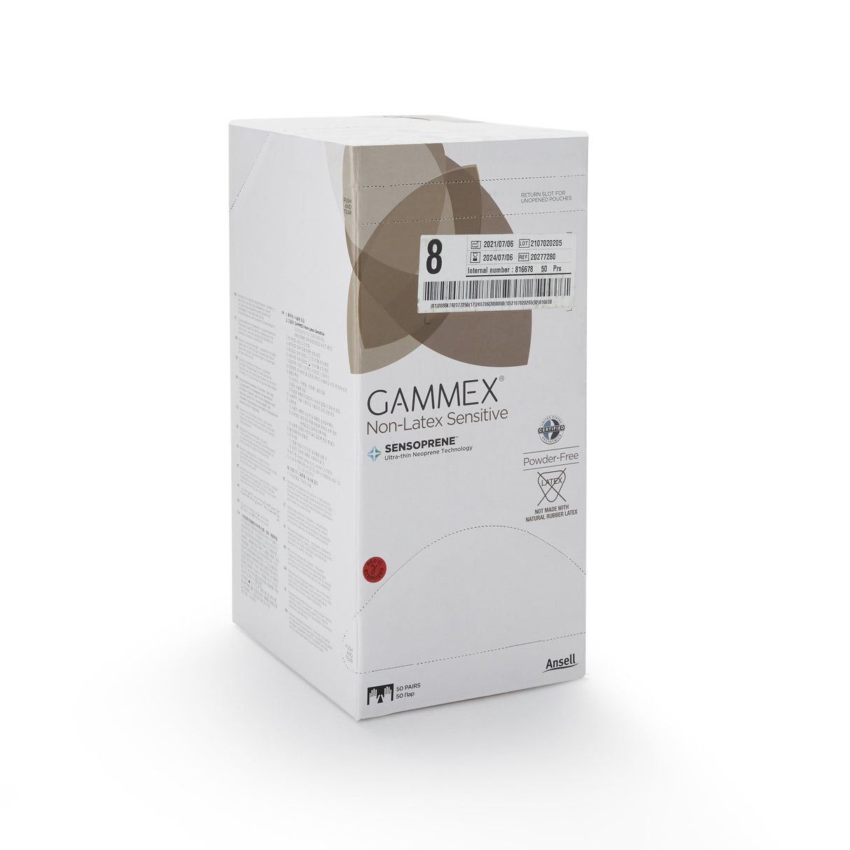 Surgical Glove GAMMEX Non-Latex Sensitive Size 8 Sterile Polychloroprene Standard Cuff Length Micro-Textured Cream Chemo Tested