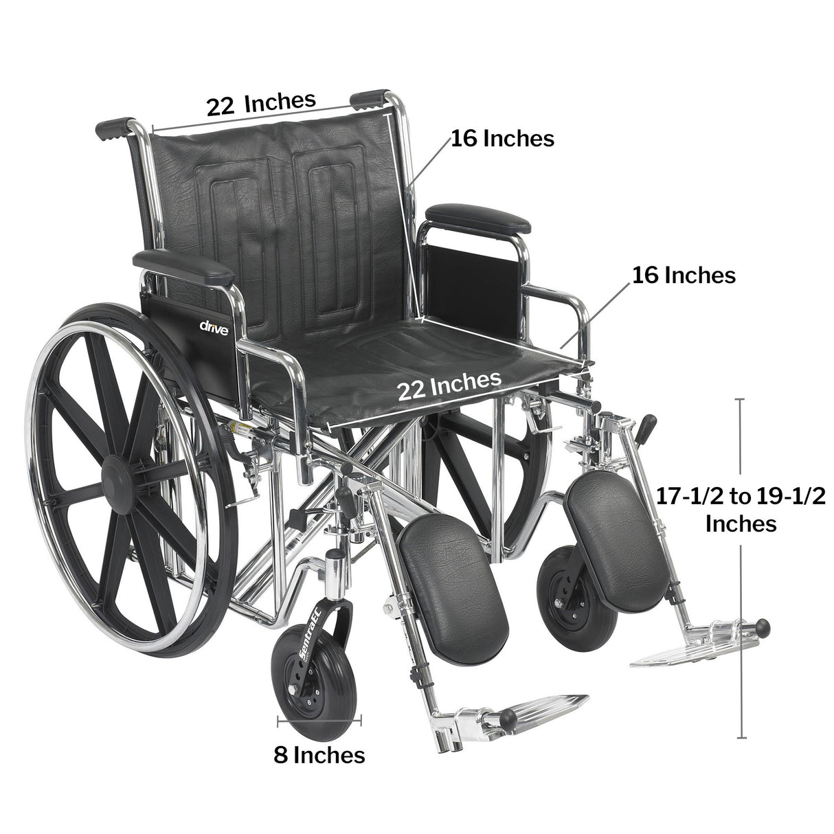 Bariatric Wheelchair McKesson Dual Axle Desk Length Arm Swing-Away Elevating Legrest Black Upholstery 22 Inch Seat Width Adult 450 lbs. Weight Capacity