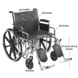 Bariatric Wheelchair McKesson Dual Axle Desk Length Arm Swing-Away Elevating Legrest Black Upholstery 22 Inch Seat Width Adult 450 lbs. Weight Capacity