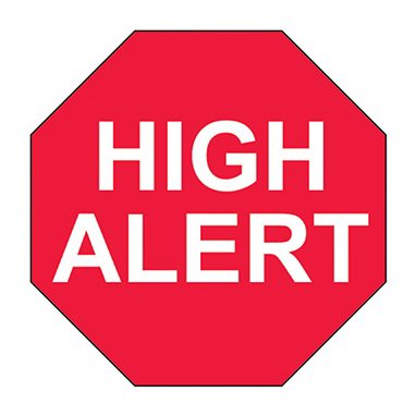 Pre-Printed Label Indeed Caution Label Red Paper HighAlert White Alert Label 3/4 Octagon