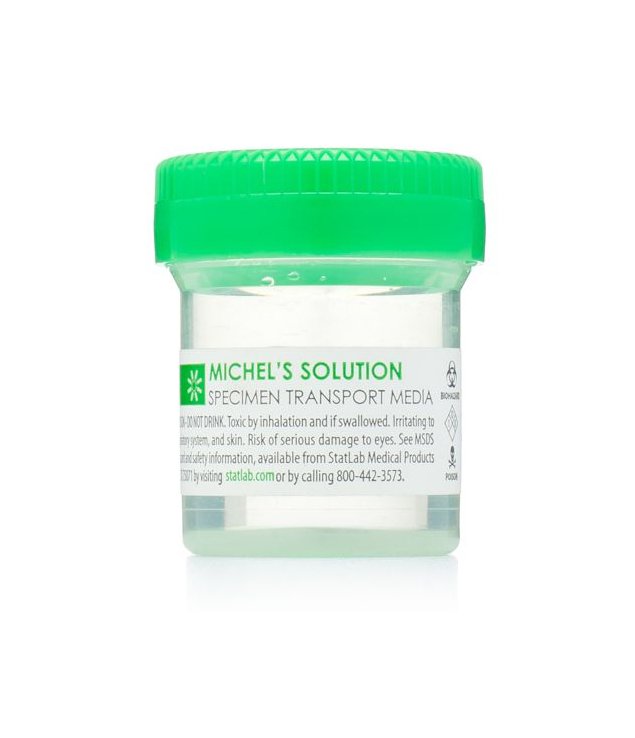 Prefilled Michel Transport Medium Container 20 mL (0.67 oz.) Screw Cap Biohazard Symbol / Patient Information NonSterile