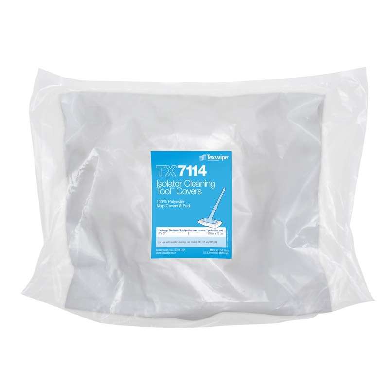 Cleanroom Mop Head Cover / Pad Kit Texwipe Mini AlphaMop White Polyester Disposable