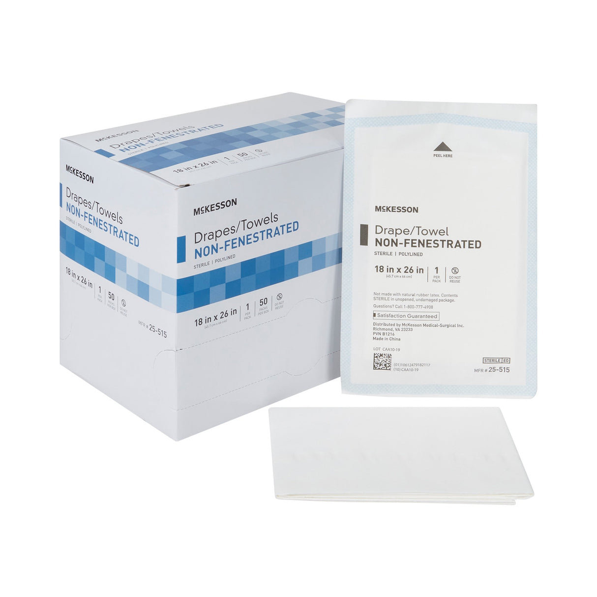 General Purpose Drape McKesson Poly Lined Towel Drape 18 W X 26 L Inch Sterile