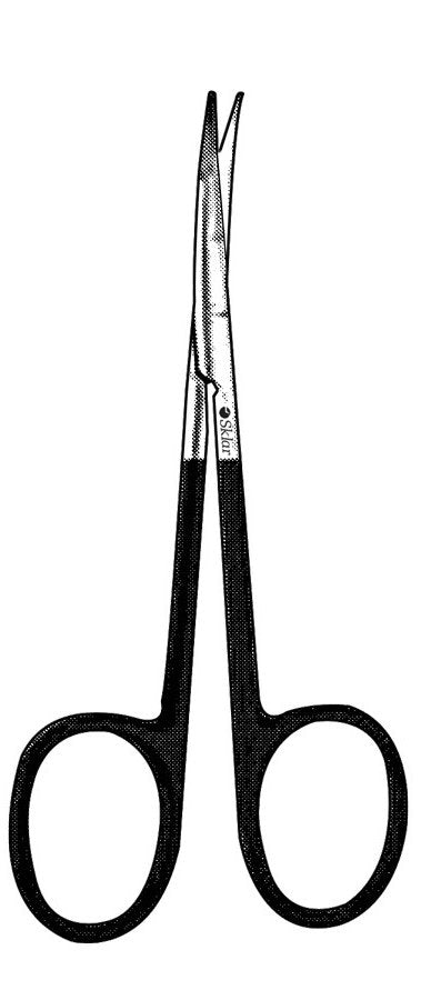 Blepharoplasty Scissors Sklar Kaye 4-1/2 Inch Length OR Grade Stainless Steel NonSterile Finger Ring Handle Curved Blunt Tip / Blunt Tip
