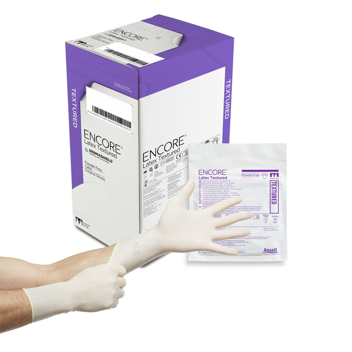 Surgical Glove ENCORE Latex Textured Size 8 Sterile Latex Standard Cuff Length Fully Textured Ivory Chemo Tested