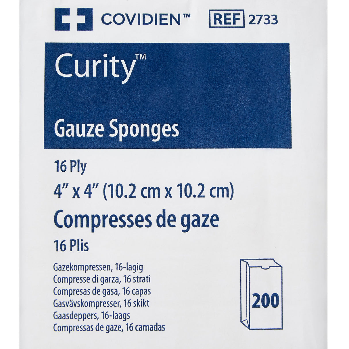 Gauze Sponge Curity 4 X 4 Inch 16-Ply NonSterile 200 per Pack