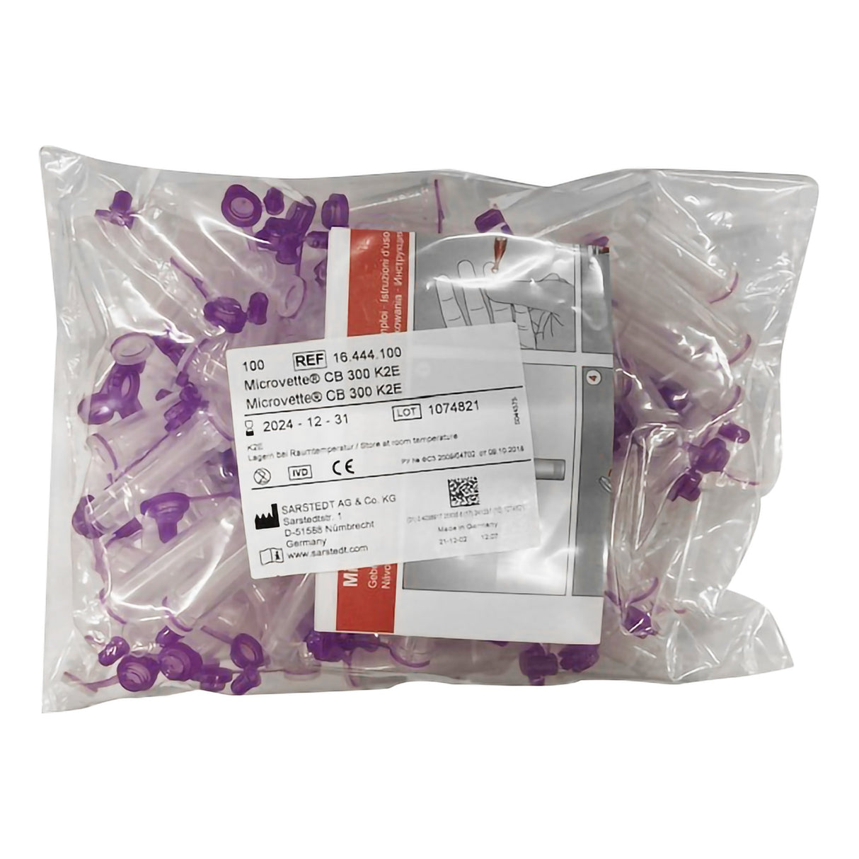 Microvette CB 300 Capillary Blood Collection Tube K2 EDTA Additive 300 L Pull Cap Polypropylene Tube