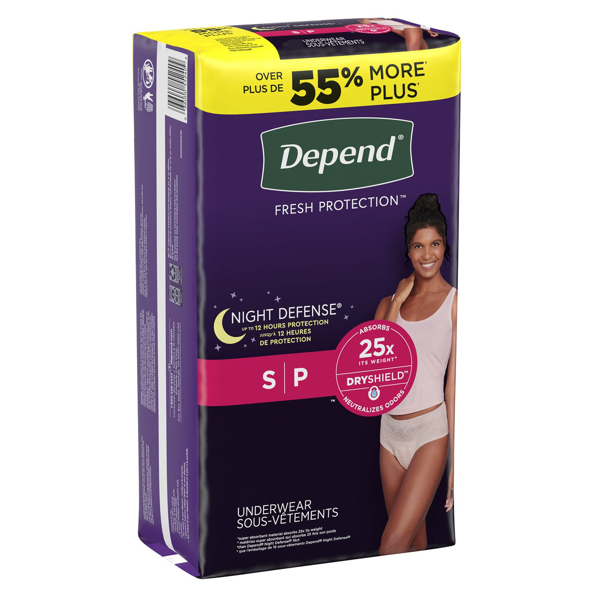 Female Adult Absorbent Underwear Depend Night Defense Waistband Style Small Disposable Heavy Absorbency