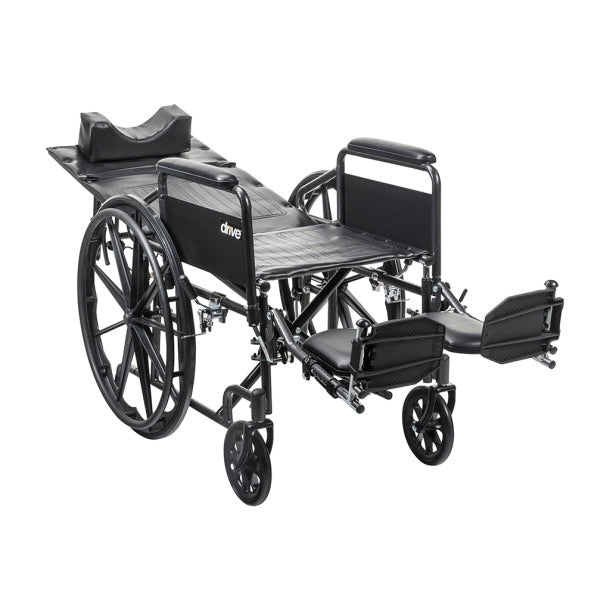 Silla de ruedas Silver Sport totalmente reclinable, brazos completos, asiento de 18"