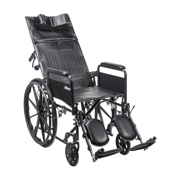 Silla de ruedas Silver Sport totalmente reclinable, brazos completos, asiento de 18"