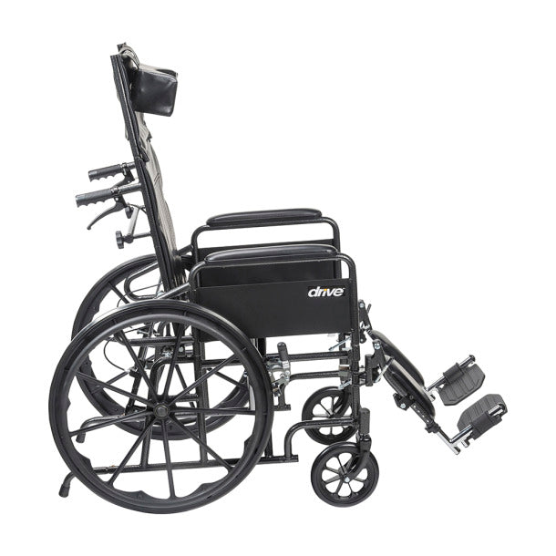 Silla de ruedas Silver Sport totalmente reclinable, brazos completos, asiento de 18"