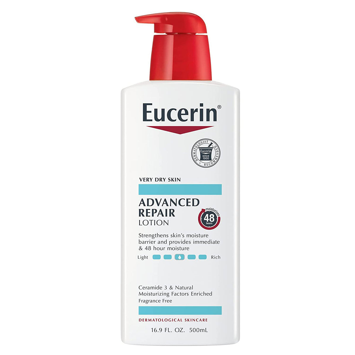 Hand and Body Moisturizer Eucerin Advanced Repair 16.9 oz. Pump Bottle Unscented Lotion
