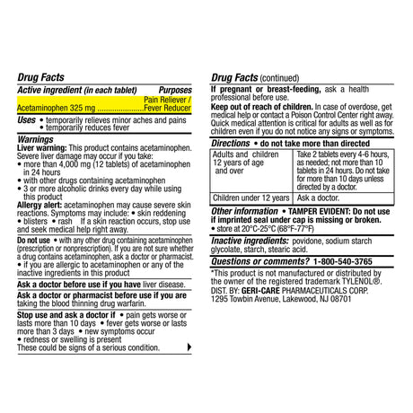 Pain Relief 325 mg Strength Acetaminophen Tablet 1000 per Bottle