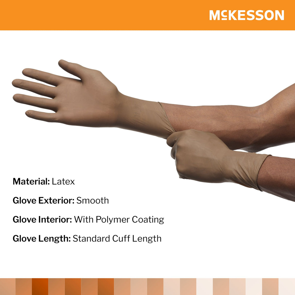 Surgical Glove McKesson Perry Size 8 Sterile Latex Standard Cuff Length Smooth Brown Not Chemo Approved