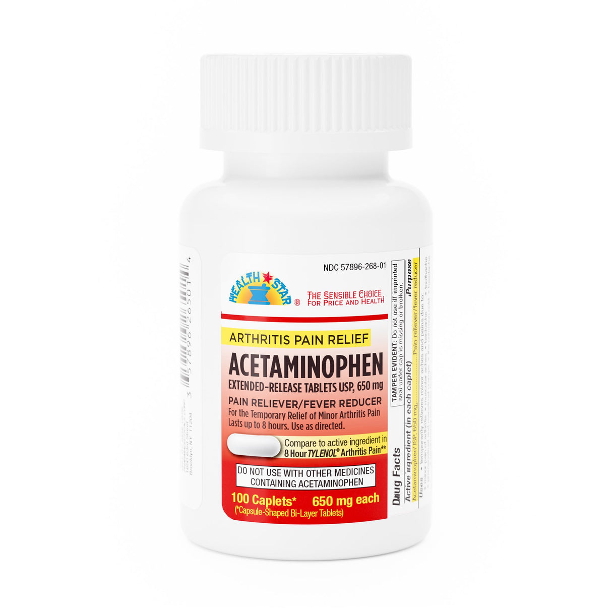 Pain Relief 650 mg Strength Acetaminophen Tablet 100 per Bottle