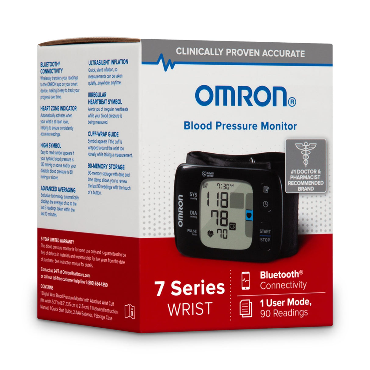 Home Automatic Digital Blood Pressure Monitor Omron7 Series One Size Fits Most Cuff Cloth Fabric Cuff 12 - 20 cm Wrist