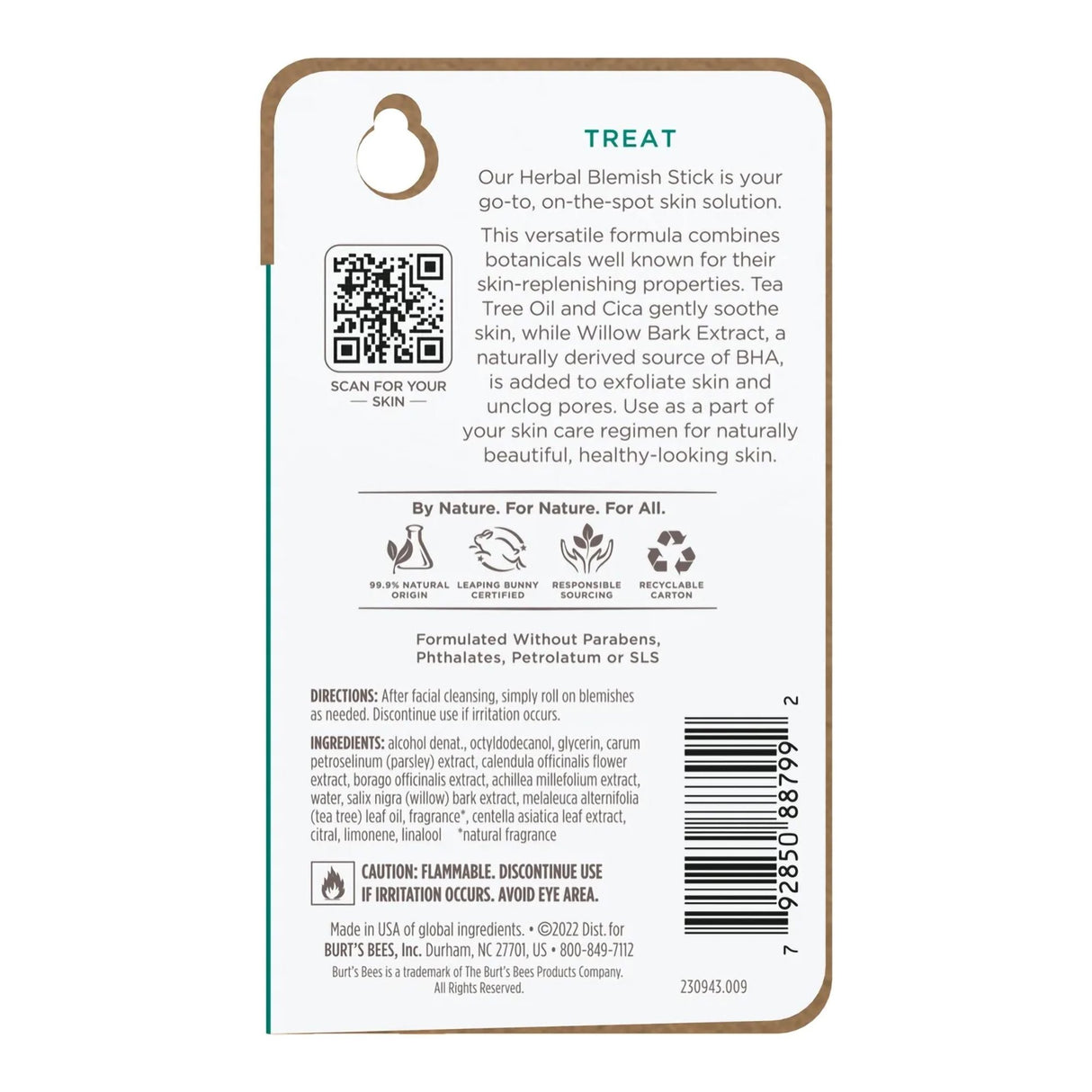 Acne Treatment Burt's Bees Herbal Complexion Stick 0.26 oz. Stick