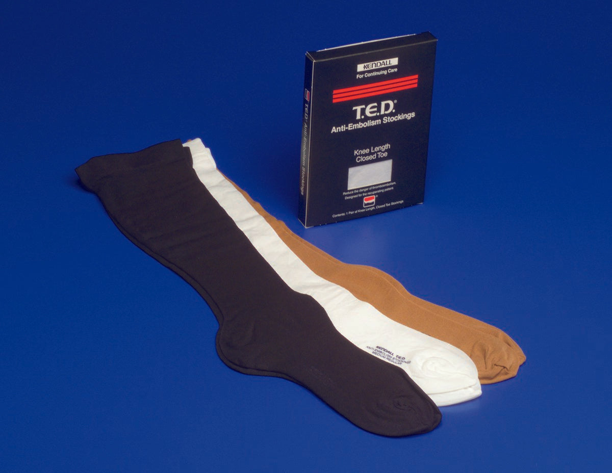 Anti-embolism Stocking T.E.D. Knee High Medium / Regular Beige Closed Toe