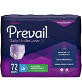 Female Adult Absorbent Underwear Prevail Daily Underwear Pull On with Tear Away Seams Large Disposable Heavy Absorbency