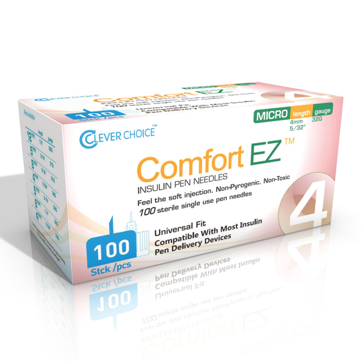 Standard Insulin Pen Needle Comfort EZ 32 Gauge 4 mm Length NonSafety