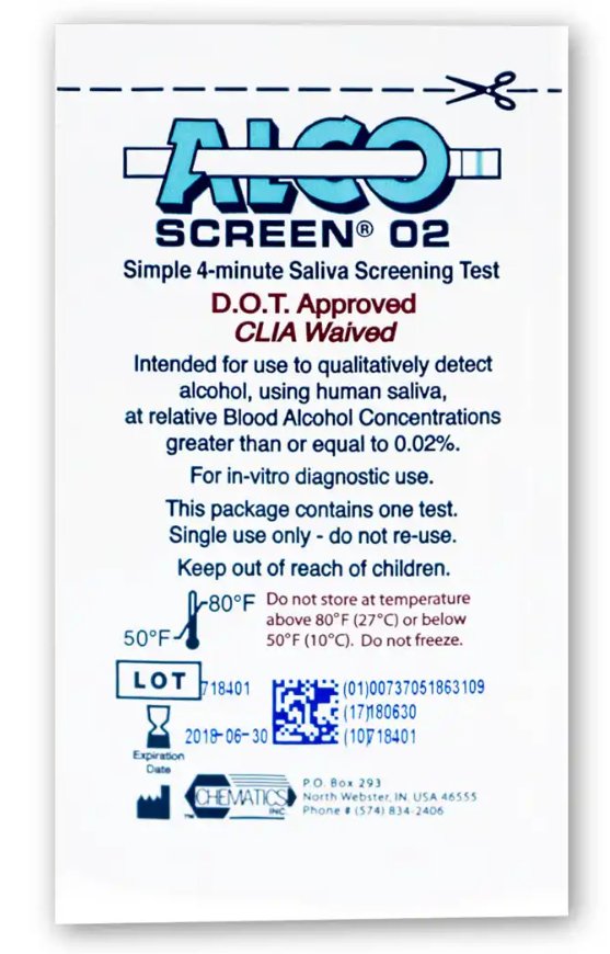 Drugs of Abuse Test Kit Alco-Screen 02 Alcohol Screen 24 Tests CLIA Waived