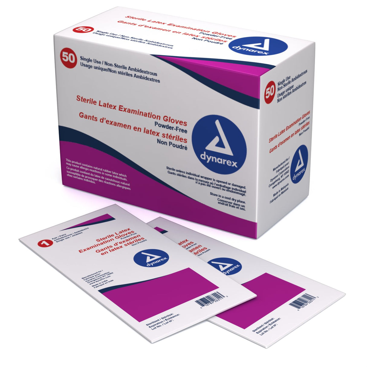 Exam Glove Dynarex Medium Sterile Pair Latex Standard Cuff Length Smooth Ivory Not Rated