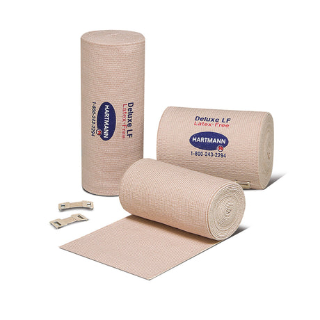 Elastic Bandage Deluxe 4 Inch X 5-1/2 Yard Clip Detached Closure Tan Sterile Standard Compression