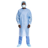 Protective Procedure Gown Halyard One Size Fits Most Blue NonSterile Not Rated Disposable