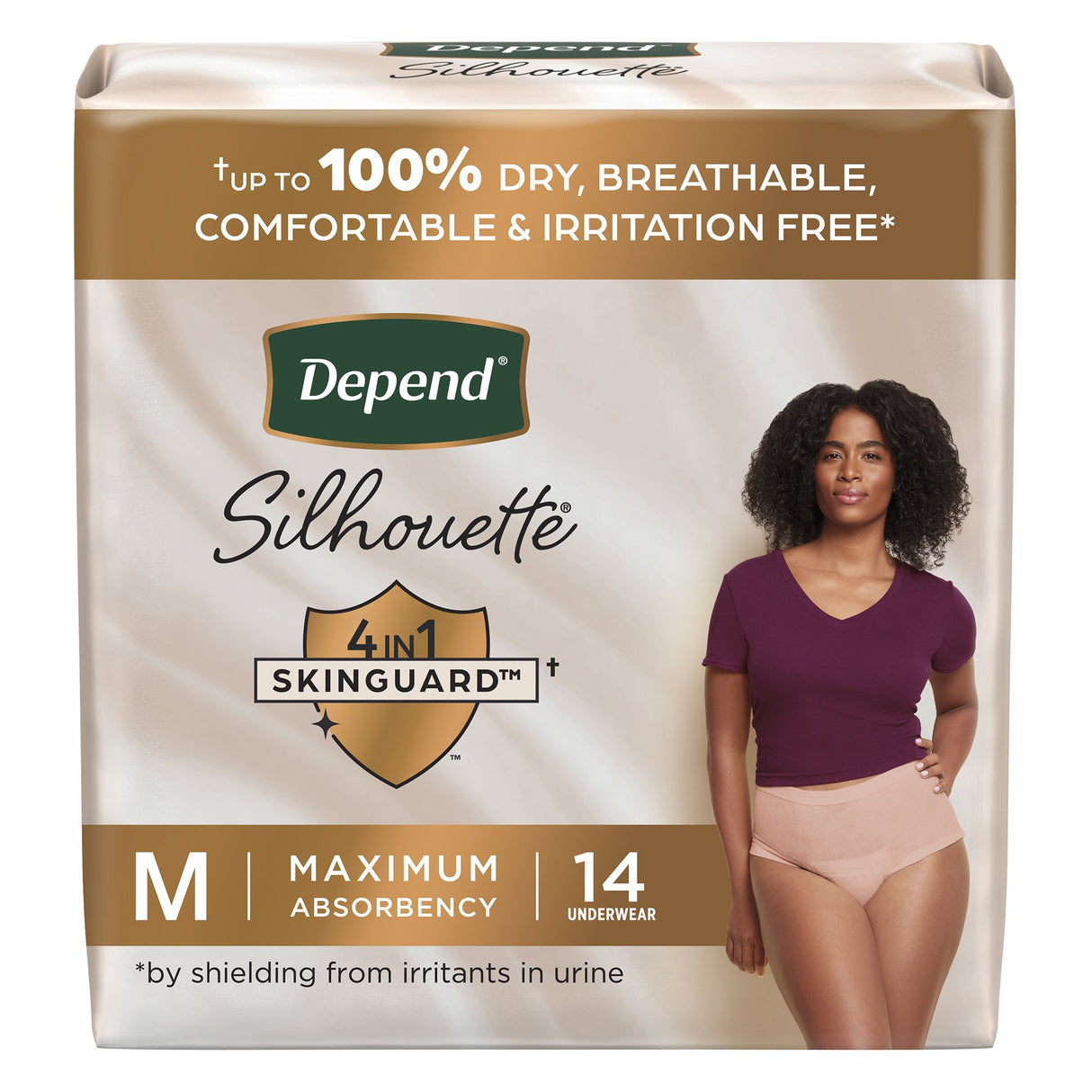 Female Adult Absorbent Underwear Depend Silhouette Waistband Style Medium Disposable Heavy Absorbency